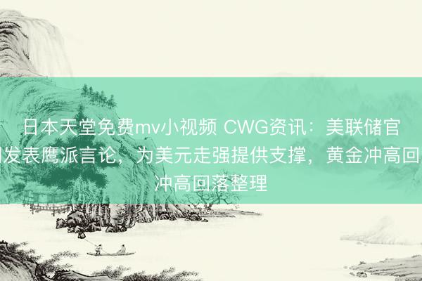 日本天堂免费mv小视频 CWG资讯：美联储官员近期发表鹰派言论，为美元走强提供支撑，黄金冲高回落整理