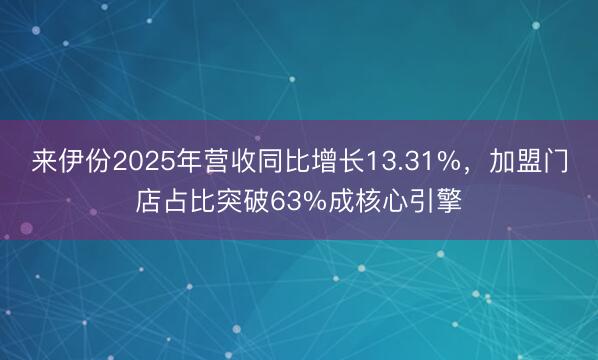 来伊份2025年营收同比增长13.31%，加盟门店占比突破63%成核心引擎