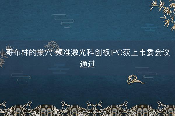 哥布林的巢穴 频准激光科创板IPO获上市委会议通过