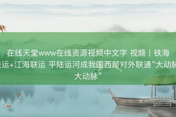 在线天堂www在线资源视频中文字 视频丨铁海联运+江海联运 平陆运河成我国西部对外联通“大动脉”
