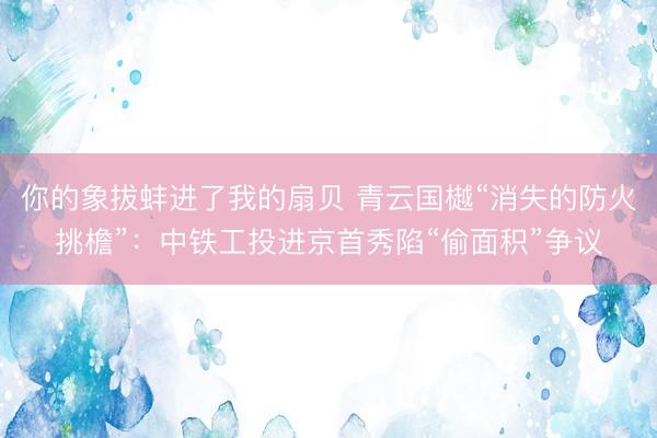 你的象拔蚌进了我的扇贝 青云国樾“消失的防火挑檐”：中铁工投进京首秀陷“偷面积”争议