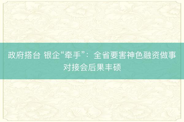 政府搭台 银企“牵手”：全省要害神色融资做事对接会后果丰硕