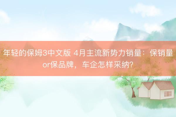 年轻的保姆3中文版 4月主流新势力销量：保销量or保品牌，车企怎样采纳？
