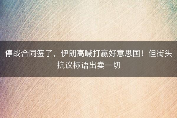 停战合同签了，伊朗高喊打赢好意思国！但街头抗议标语出卖一切
